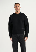 KW001 - Brushed Wool-Blend Knit Signature Jumper - Black