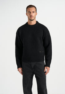 KW001 - Brushed Wool-Blend Knit Signature Jumper - Black