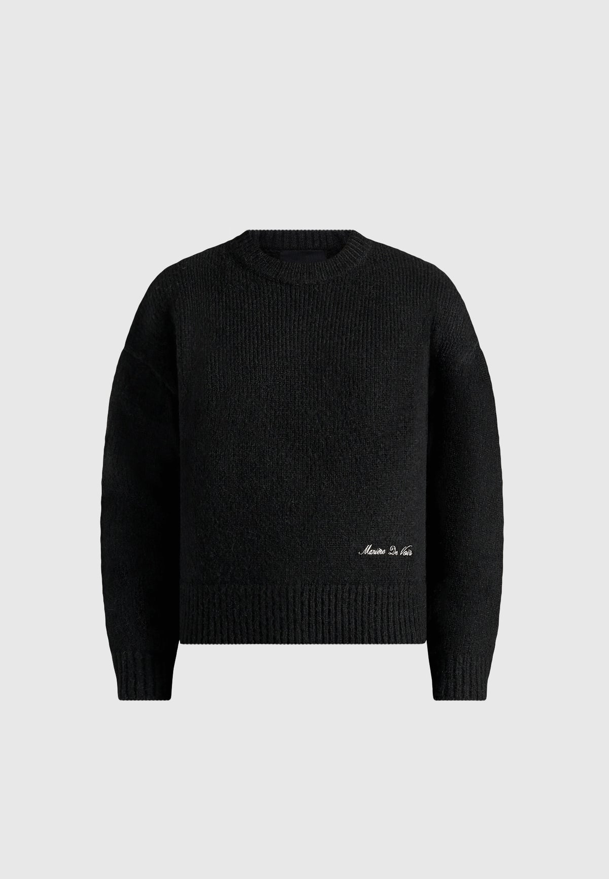 KW001 - Brushed Wool-Blend Knit Signature Jumper - Black