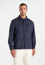 Andy - Unisex Suede Long Sleeve Shirt - Navy