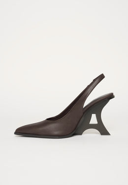 Sling Back Eiffel Heel - Brown