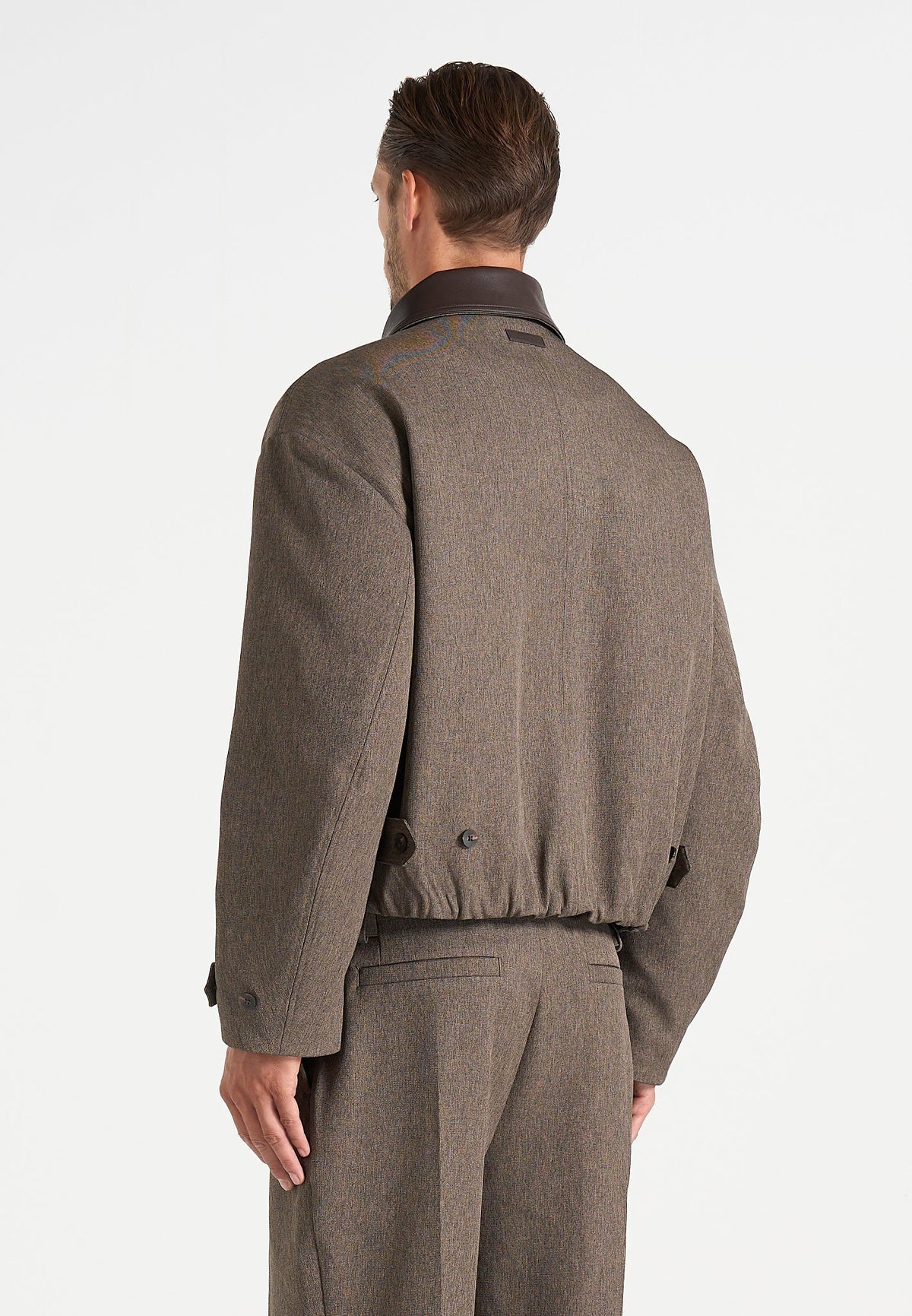 Cameron - Unisex Oversized Textured Tailored Bomber Jacket - Taupe