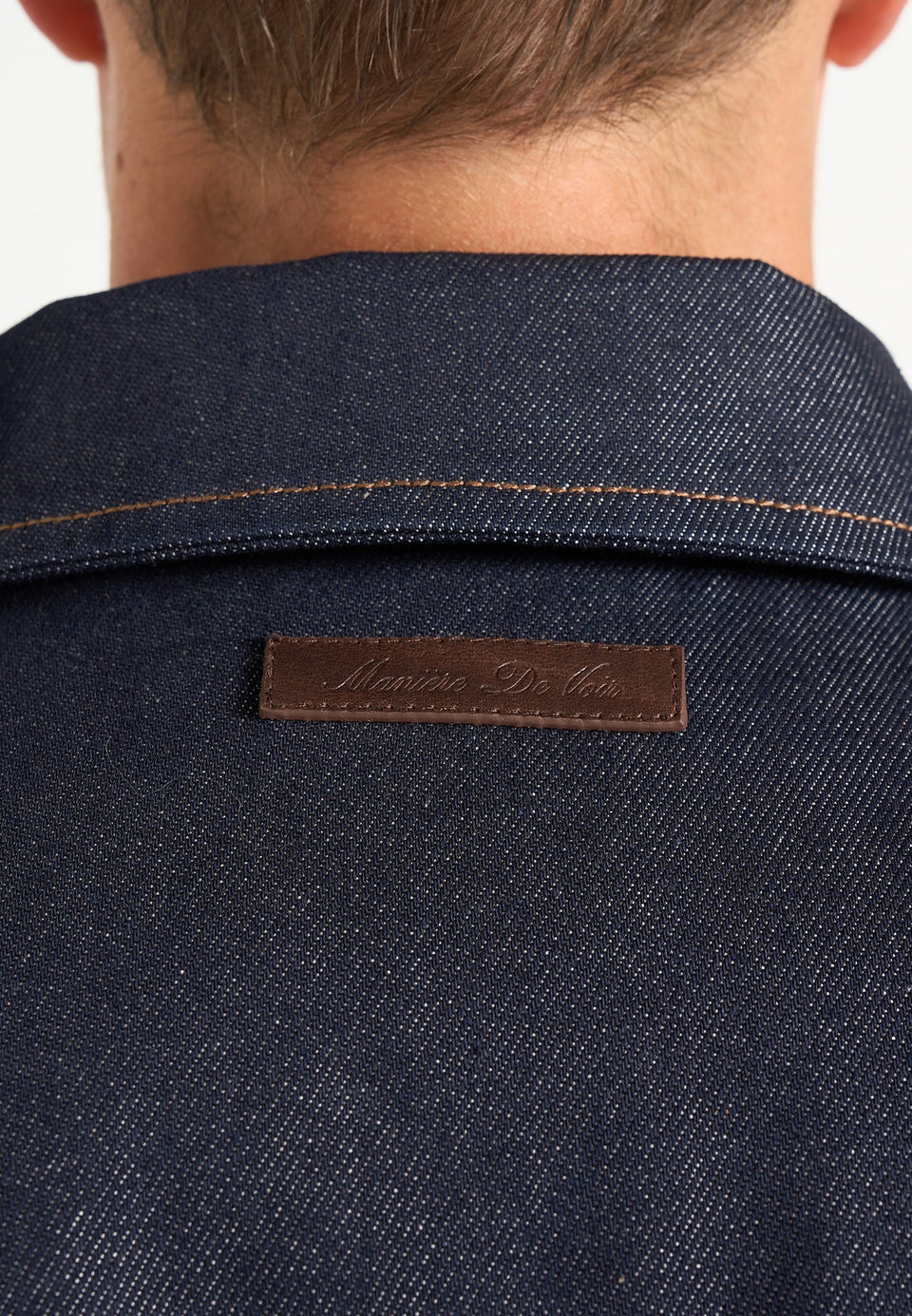 Nino - Unisex Clasp Detail Contrast Stitch Denim Jacket - Indigo