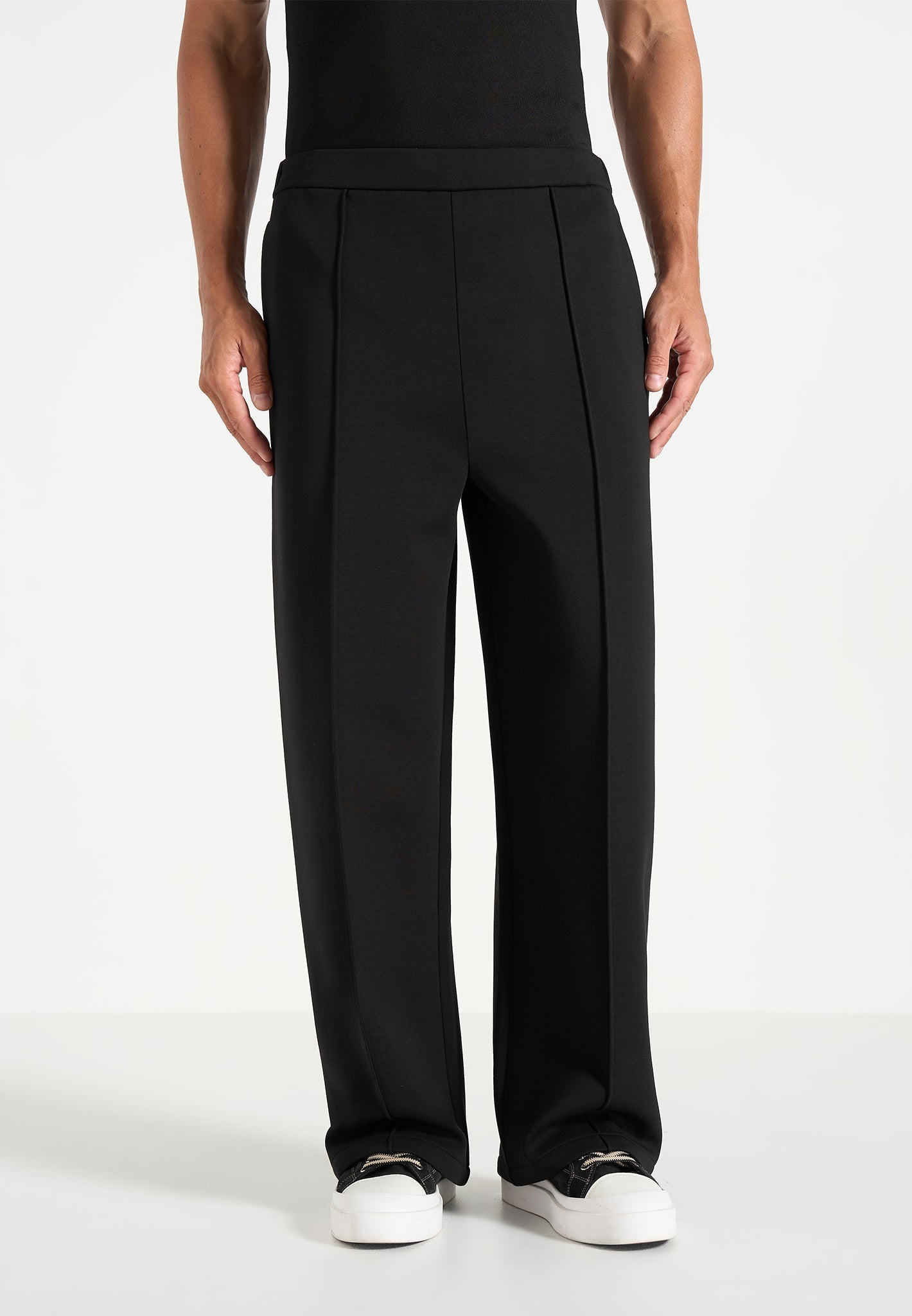 Jerome - Wide Leg Neoprene Trousers - Black