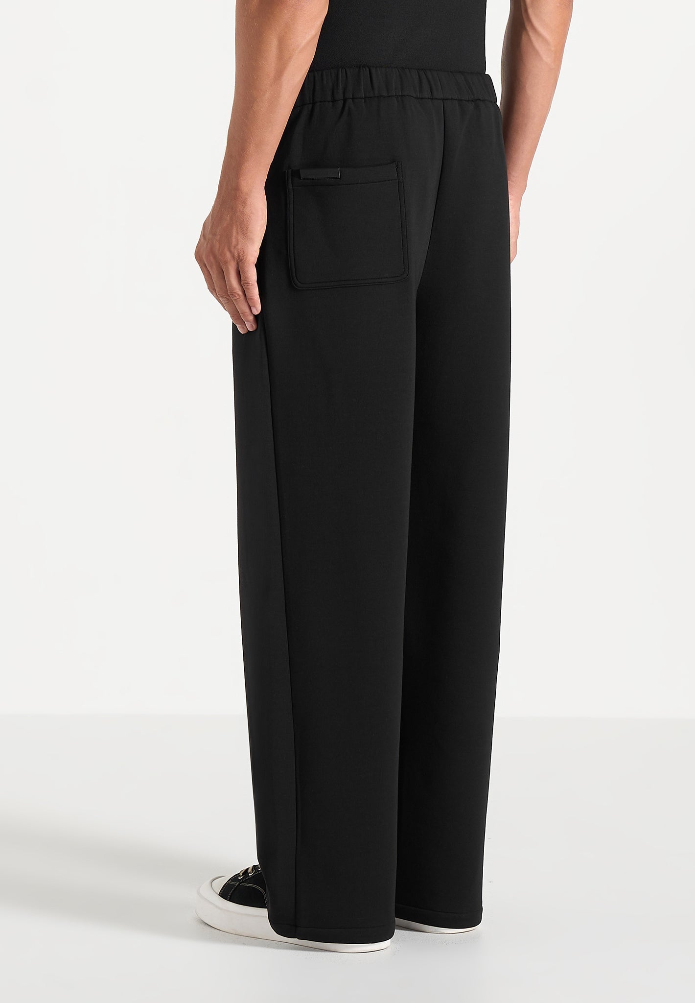 Jerome - Wide Leg Neoprene Trousers - Black