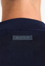 KW003 - Fitted Mock Neck Wool-Blend Jumper - Navy