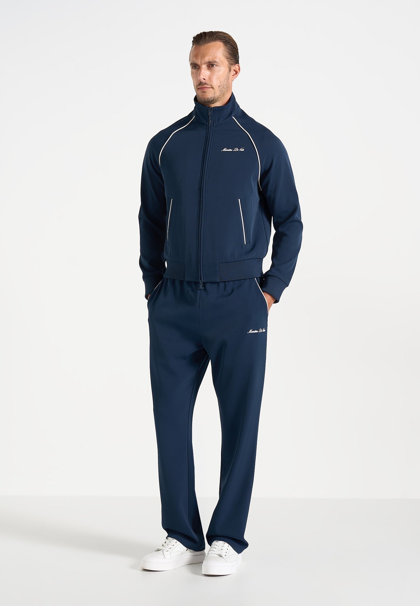 Signature Piped Track Pants - Dark Navy