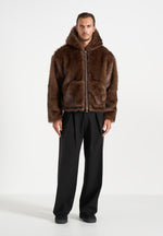 Ryan - Fur Hooded Jacket - Brown