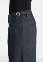 Lior - Box Pleat Wide Leg Denim Jeans - Indigo