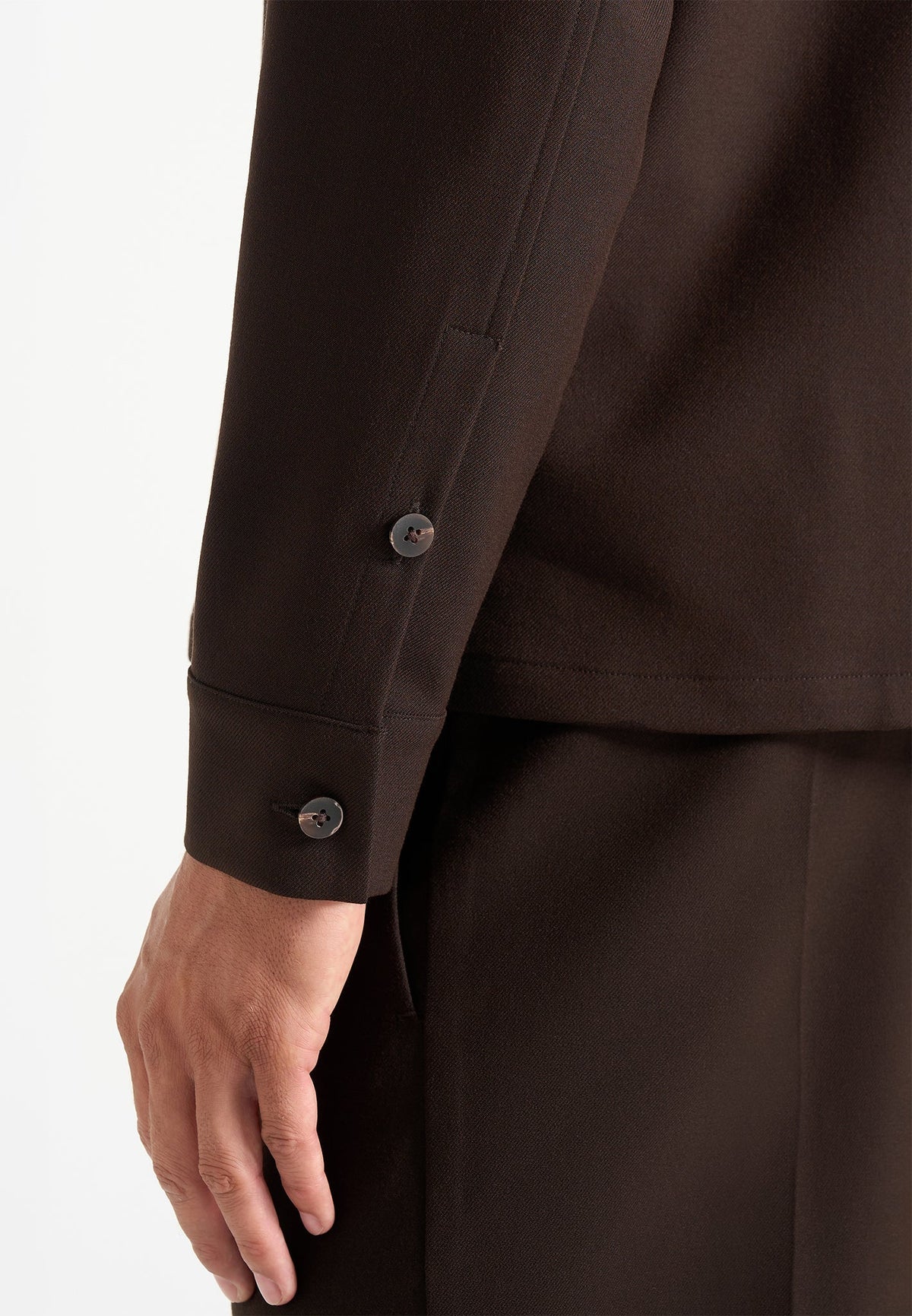 Valentin - Classic Tailored Wool-Blend Long Sleeve Shirt - Brown