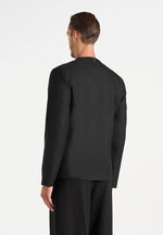 colin-collarless-double-breasted-minimal-blazer-black