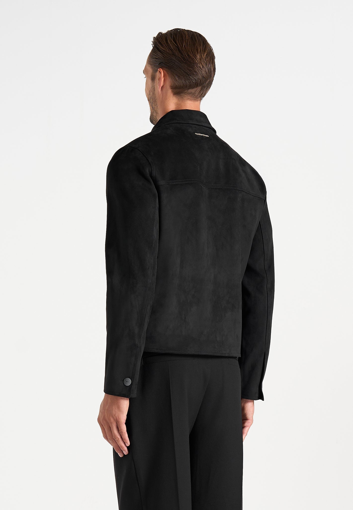 Michel - Suede Jacket With Revere Collar - Black