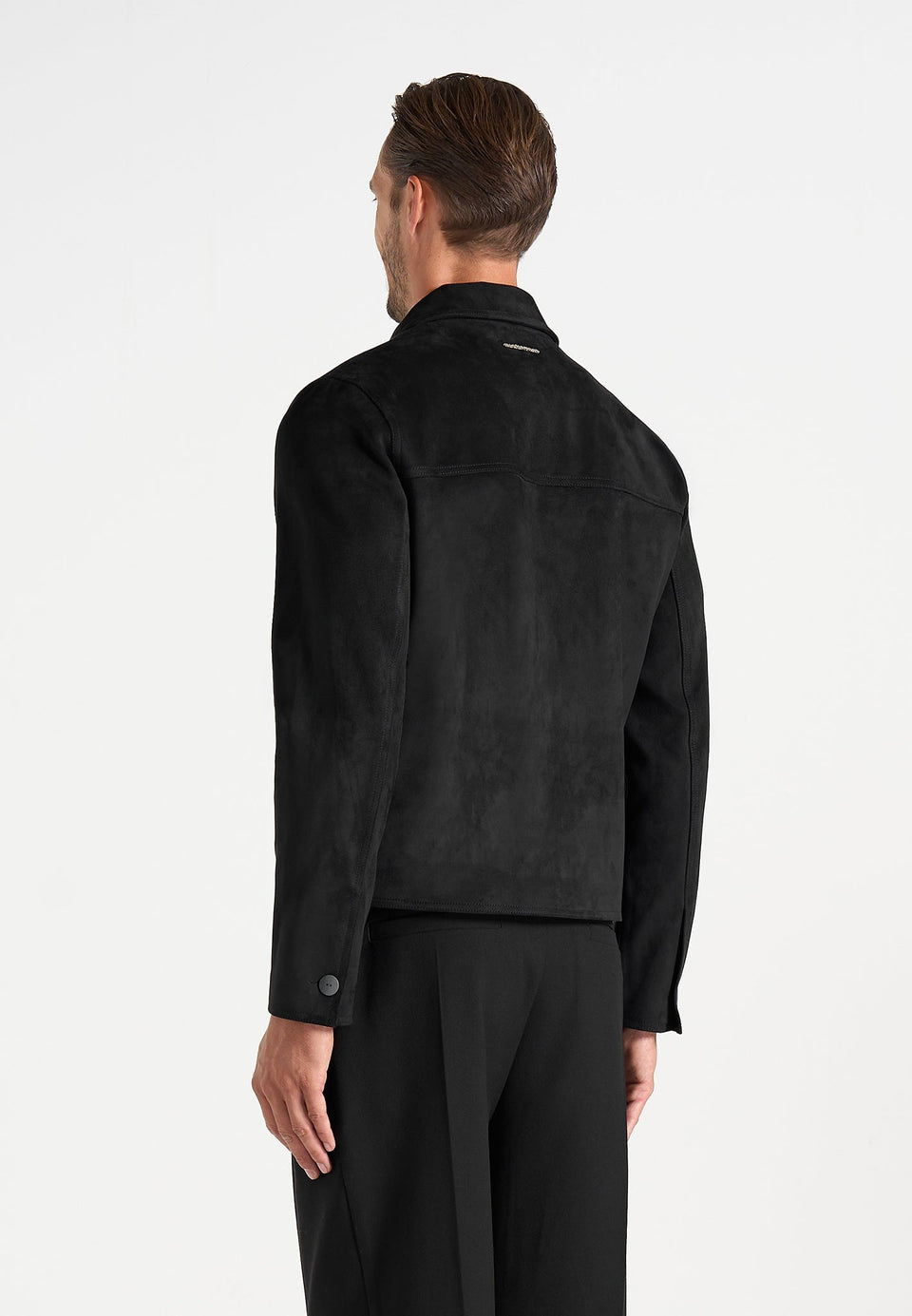 Michel - Suede Jacket With Revere Collar - Black