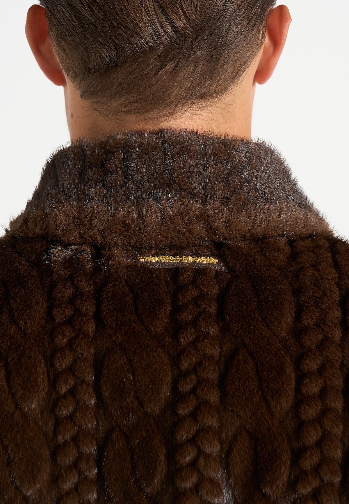 david-plush-cable-embossed-jacket-brown