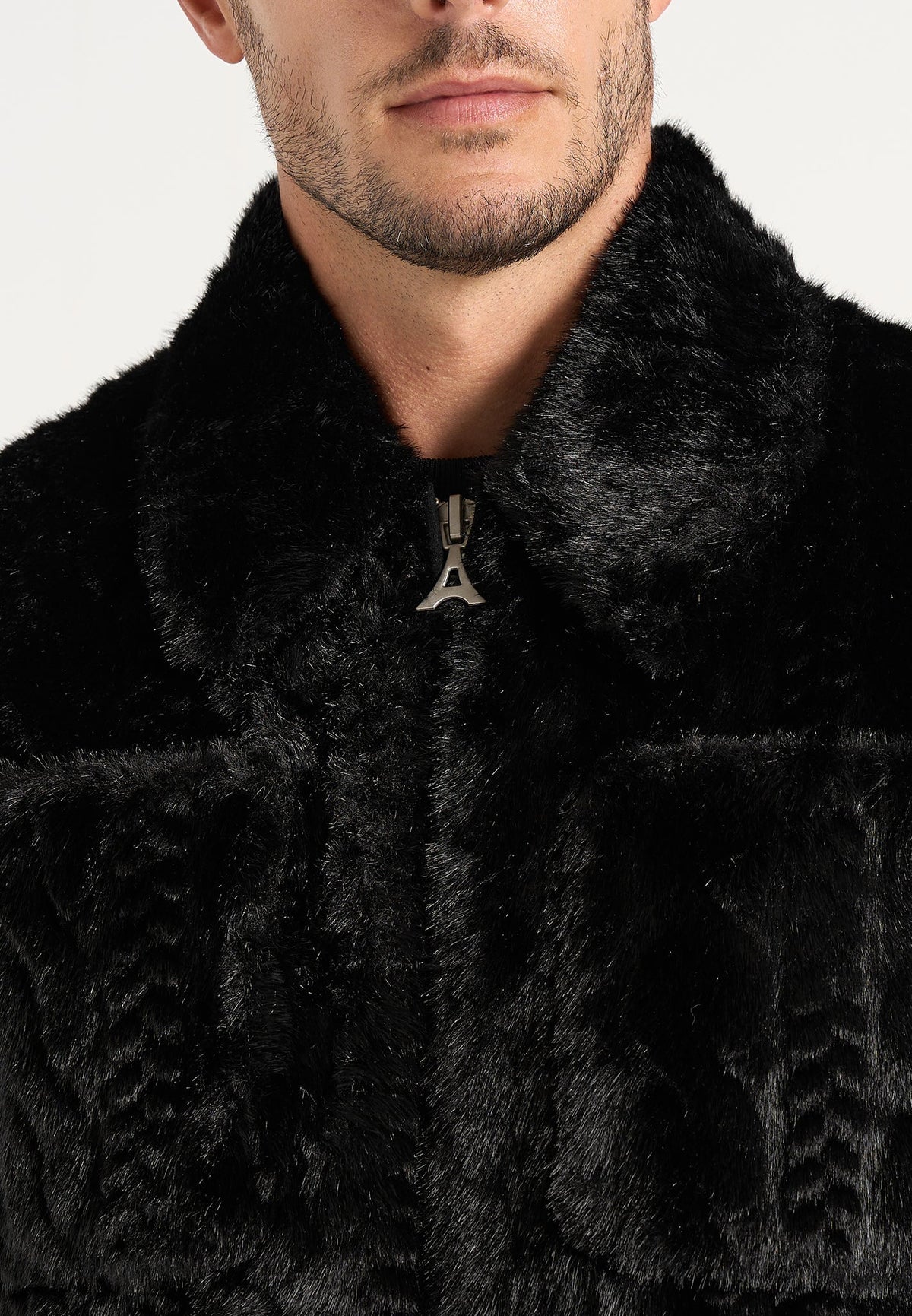 David - Plush Cable Embossed Jacket - Black