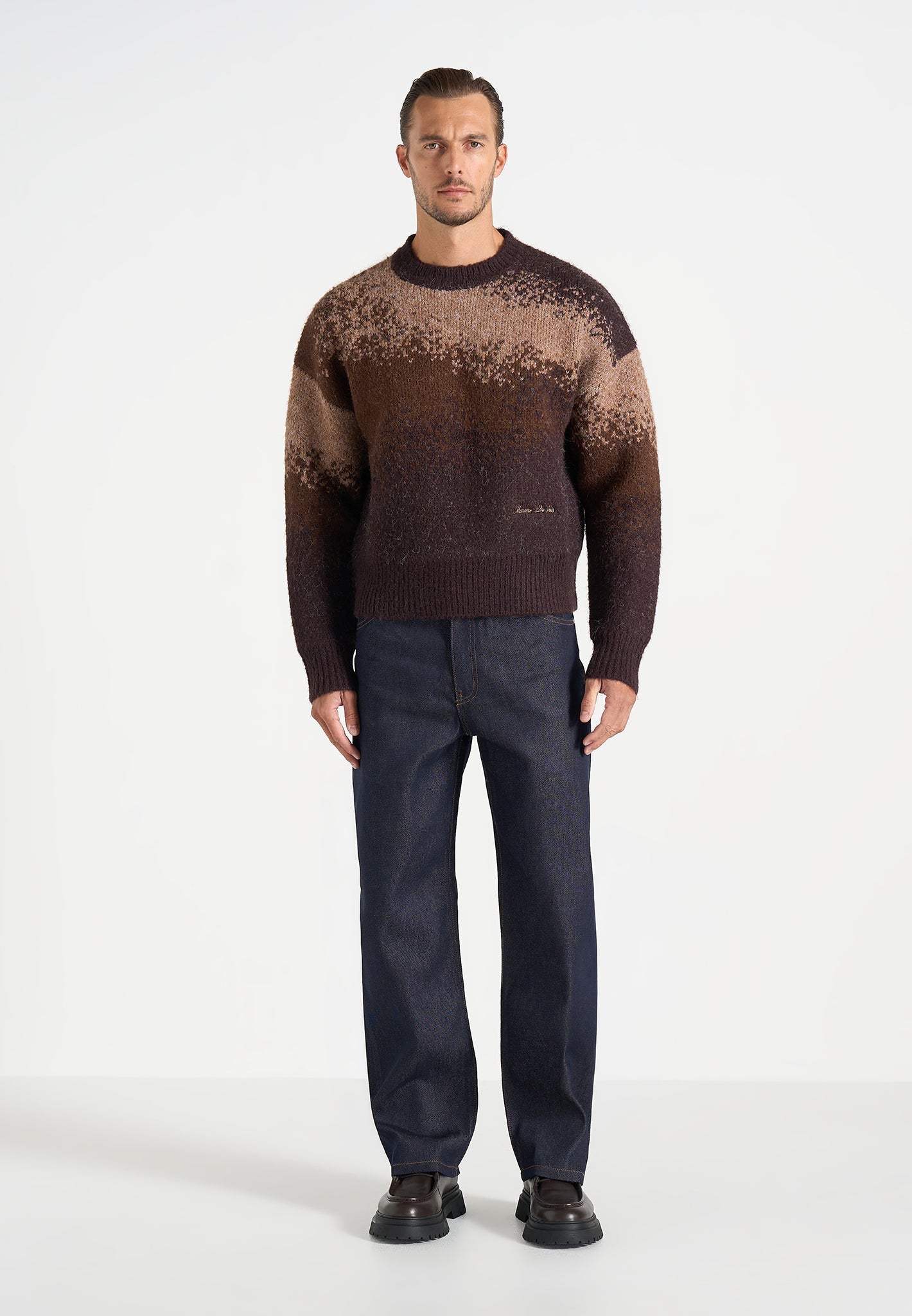 Yani - Ombré Wool Crewneck Sweater - Brown
