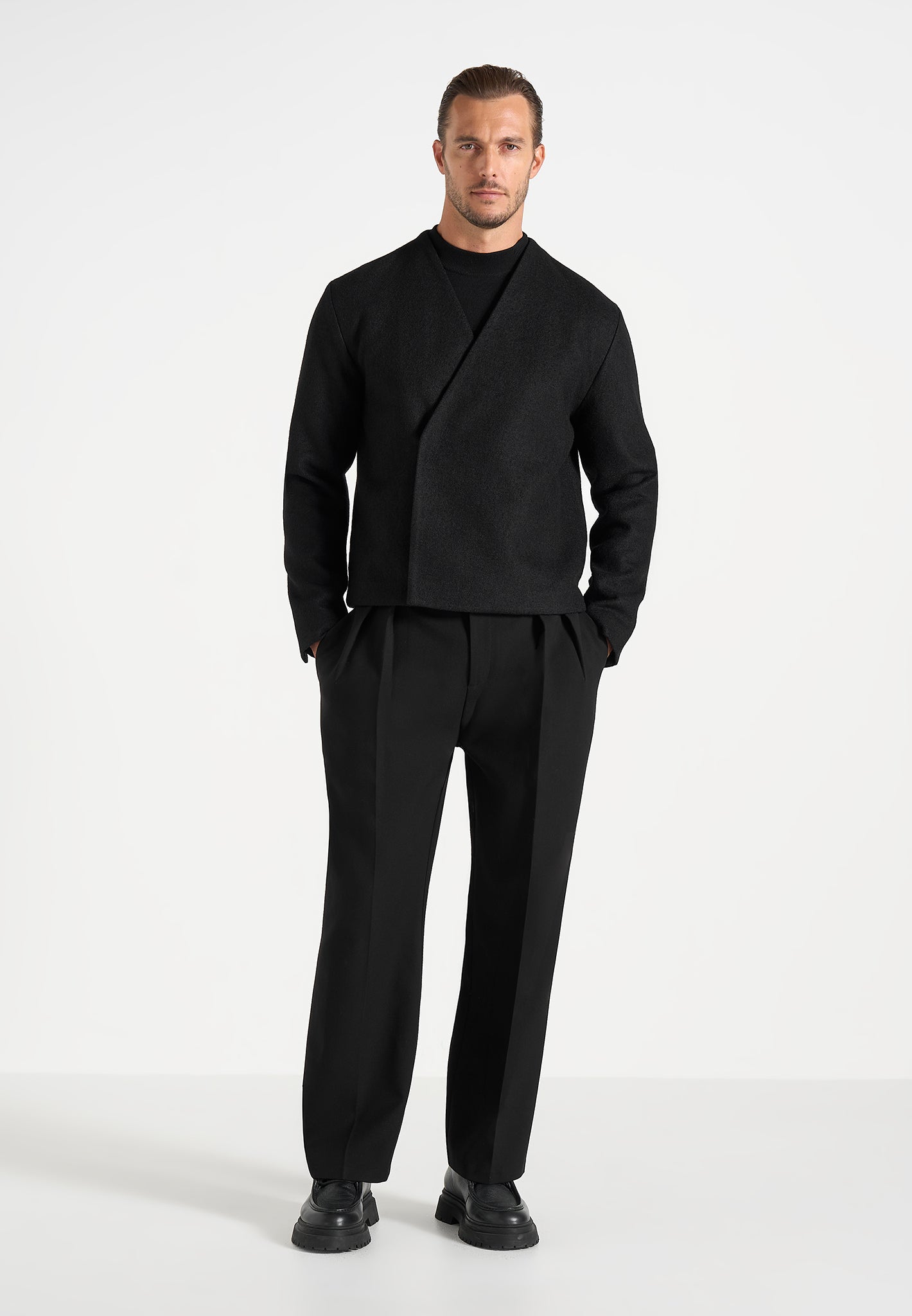 Loris - Kimono Minimal Wool Jacket - Black