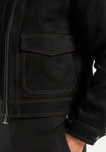 Vince - Suede Contrast Stitch Jacket - Black