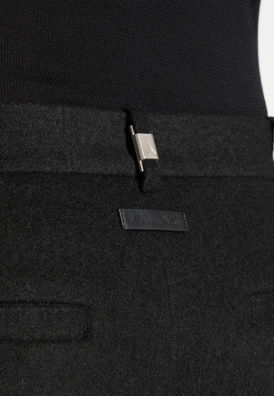 Dorian - Herringbone Brushed Wool Pleated Trousers - Black