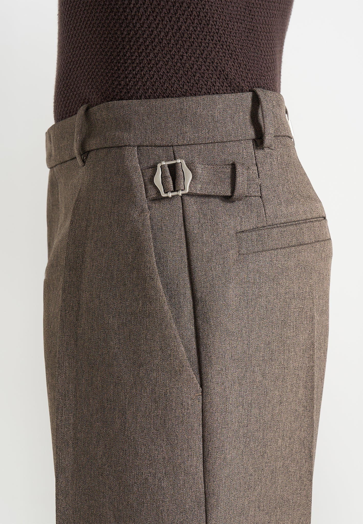 Dorian - Relaxed Fit Pleated Textured Tailored Trousers - Taupe