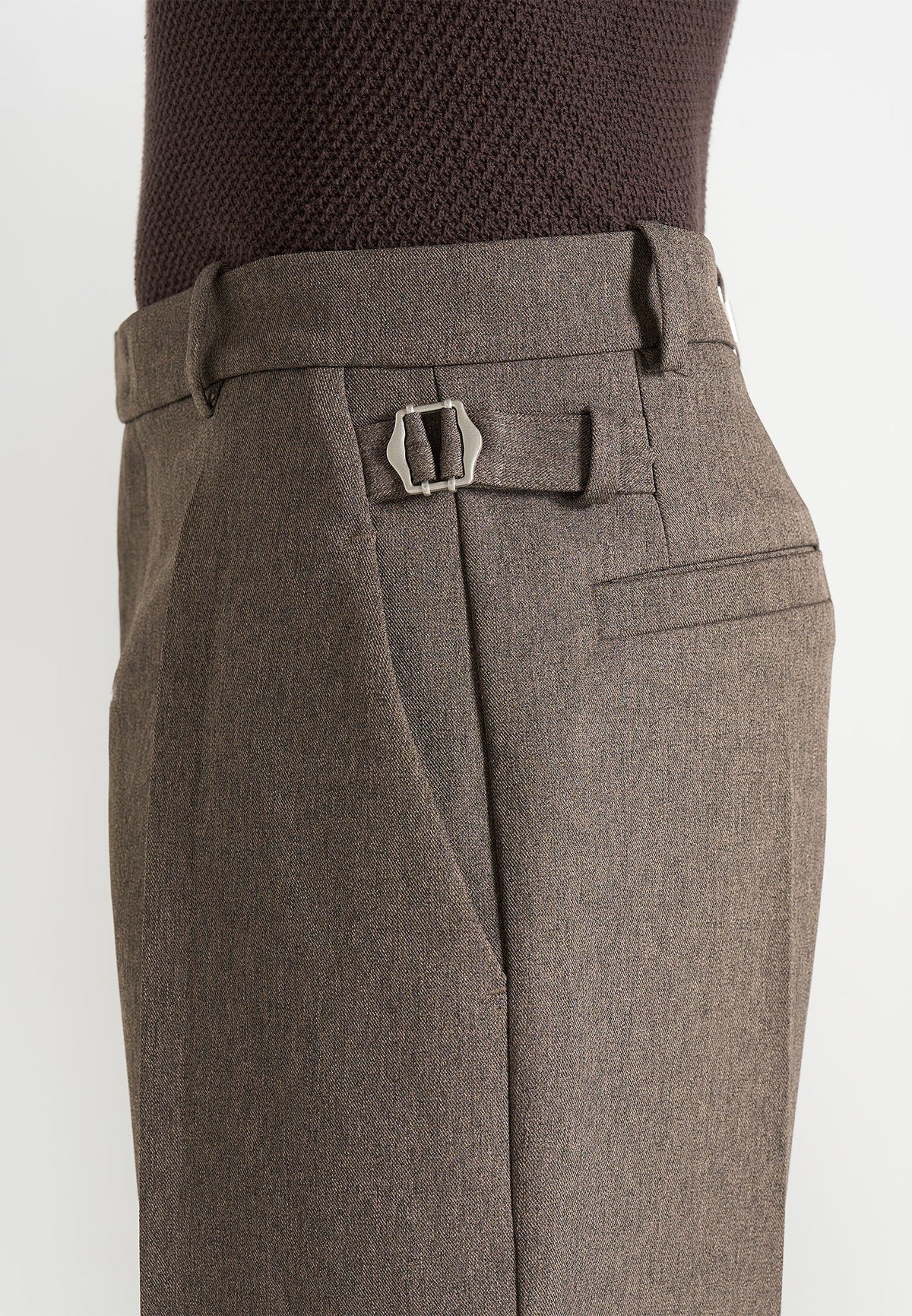 Dorian - Relaxed Fit Pleated Textured Tailored Trousers - Taupe