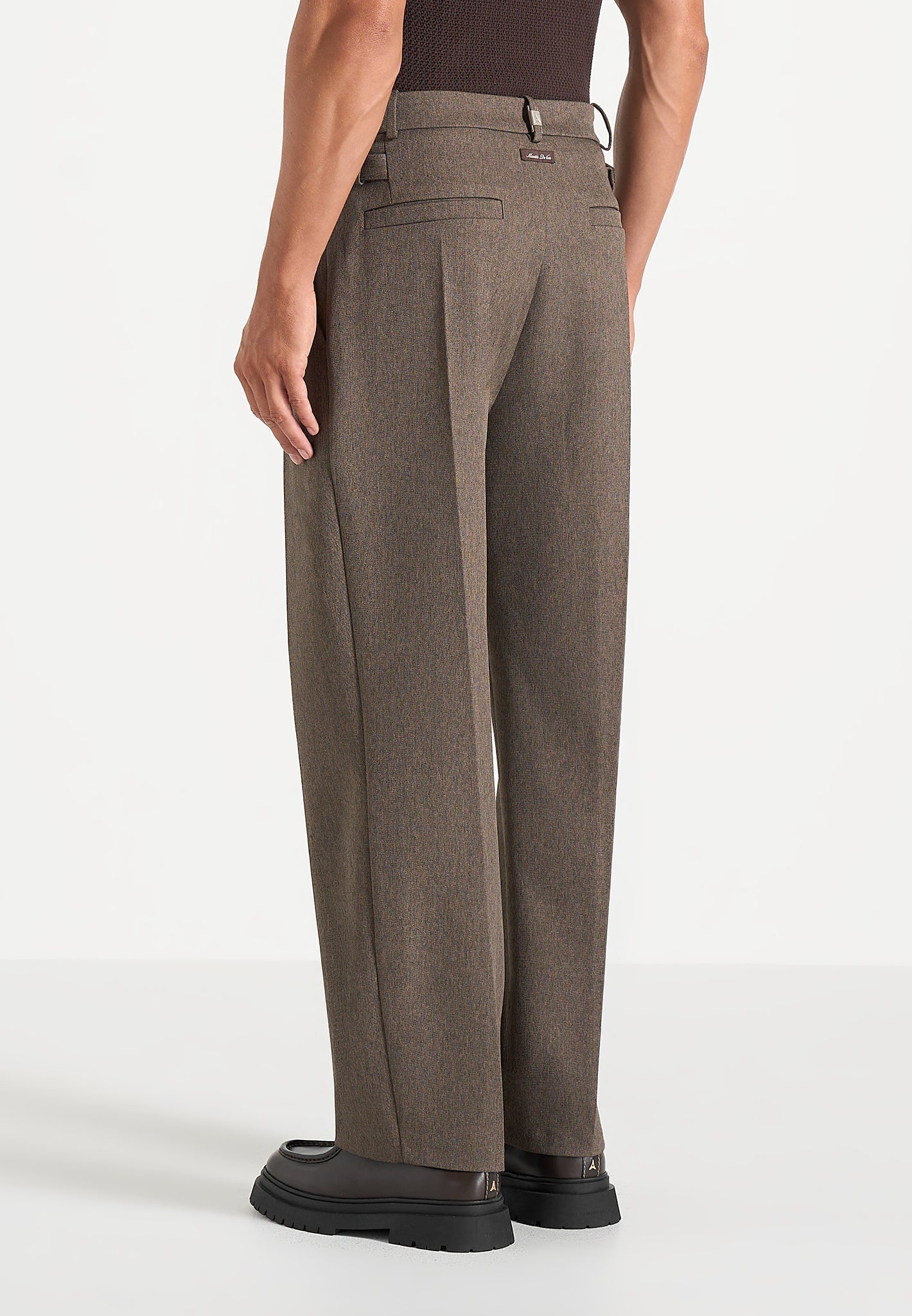 Dorian - Relaxed Fit Pleated Textured Tailored Trousers - Taupe