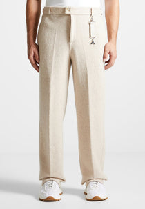 Boiled Wool Tailored Pants - Beige