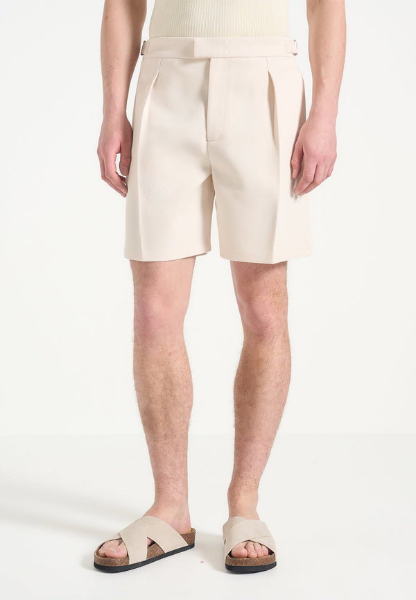 Marin - Twill Pleated Shorts - Cream