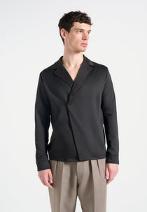 A⁠lban - Satin Double Breasted Shirt - Black