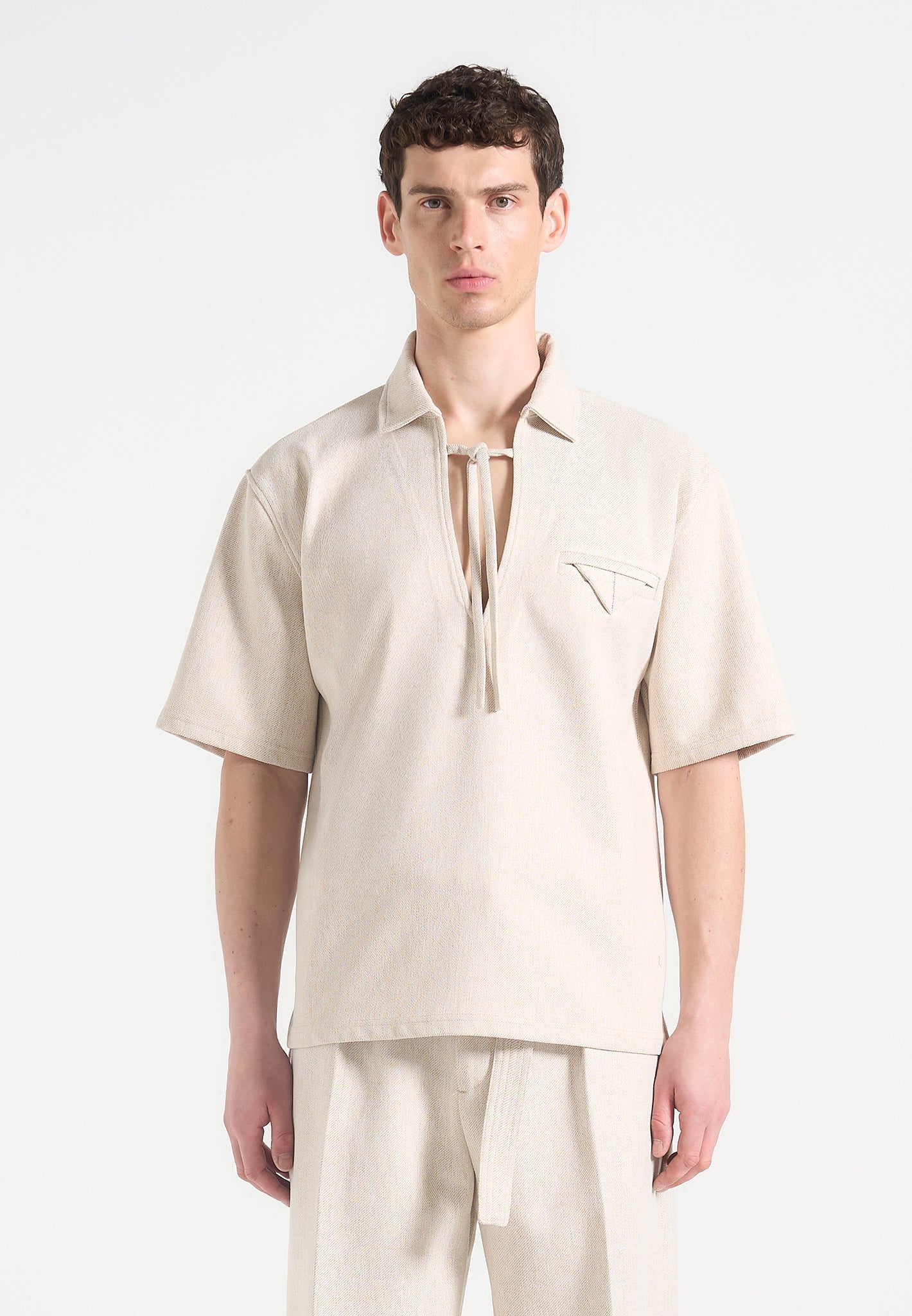 open-collar-textured-drawstring-shirt-cream