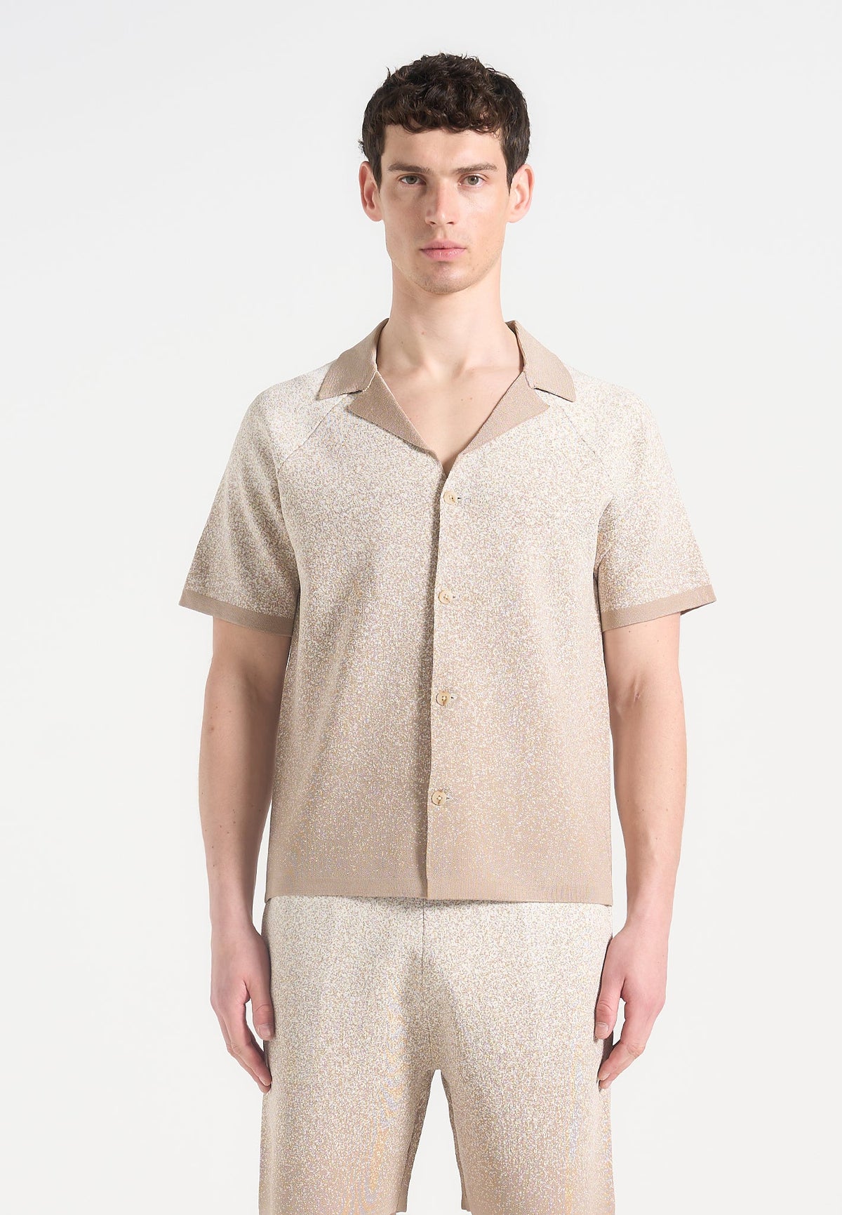 Martial - Ombré Knit Revere Shirt - Beige/White