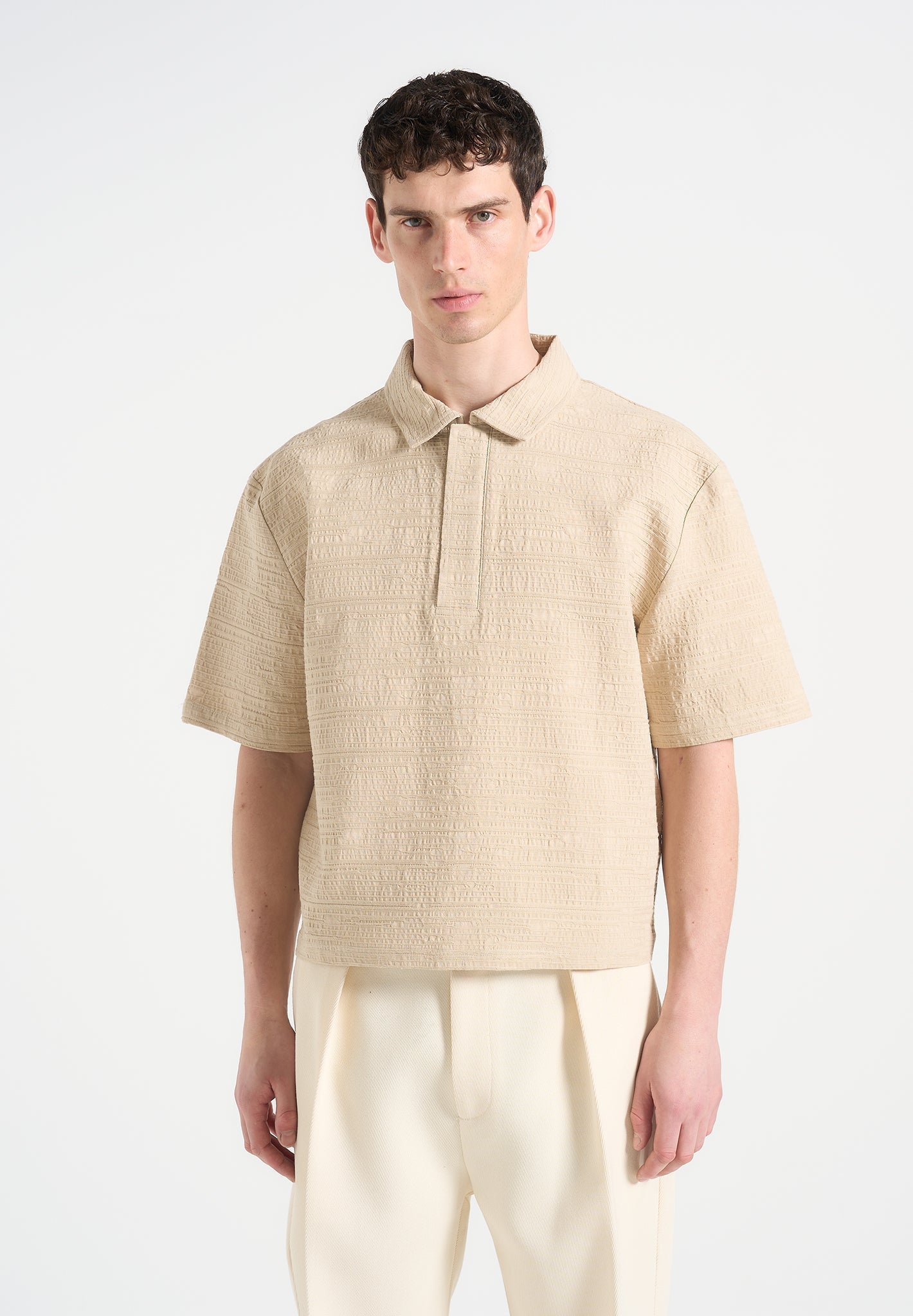 simon-boxy-textured-polo-shirt-beige
