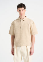 simon-boxy-textured-polo-shirt-beige