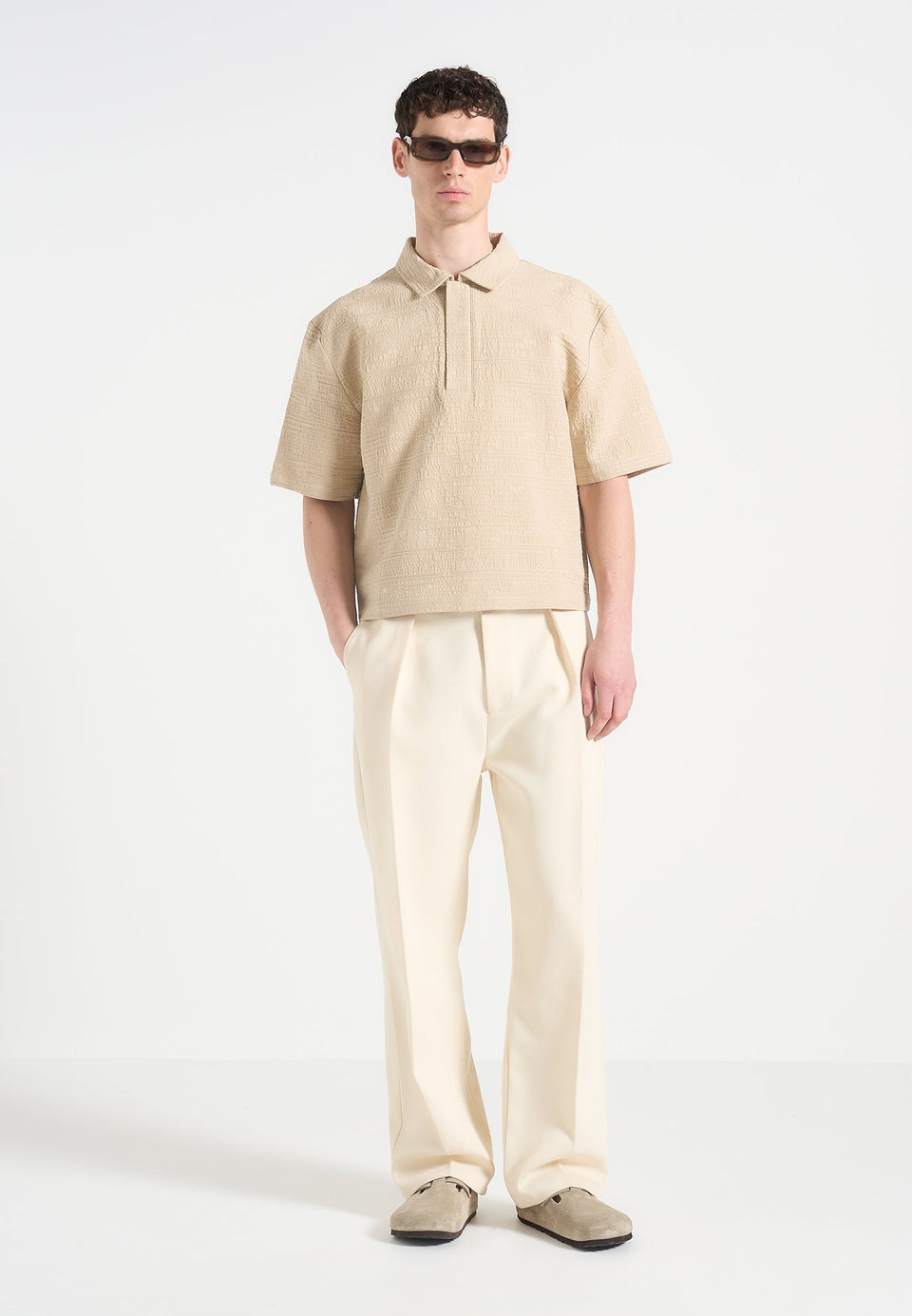 simon-boxy-textured-polo-shirt-beige
