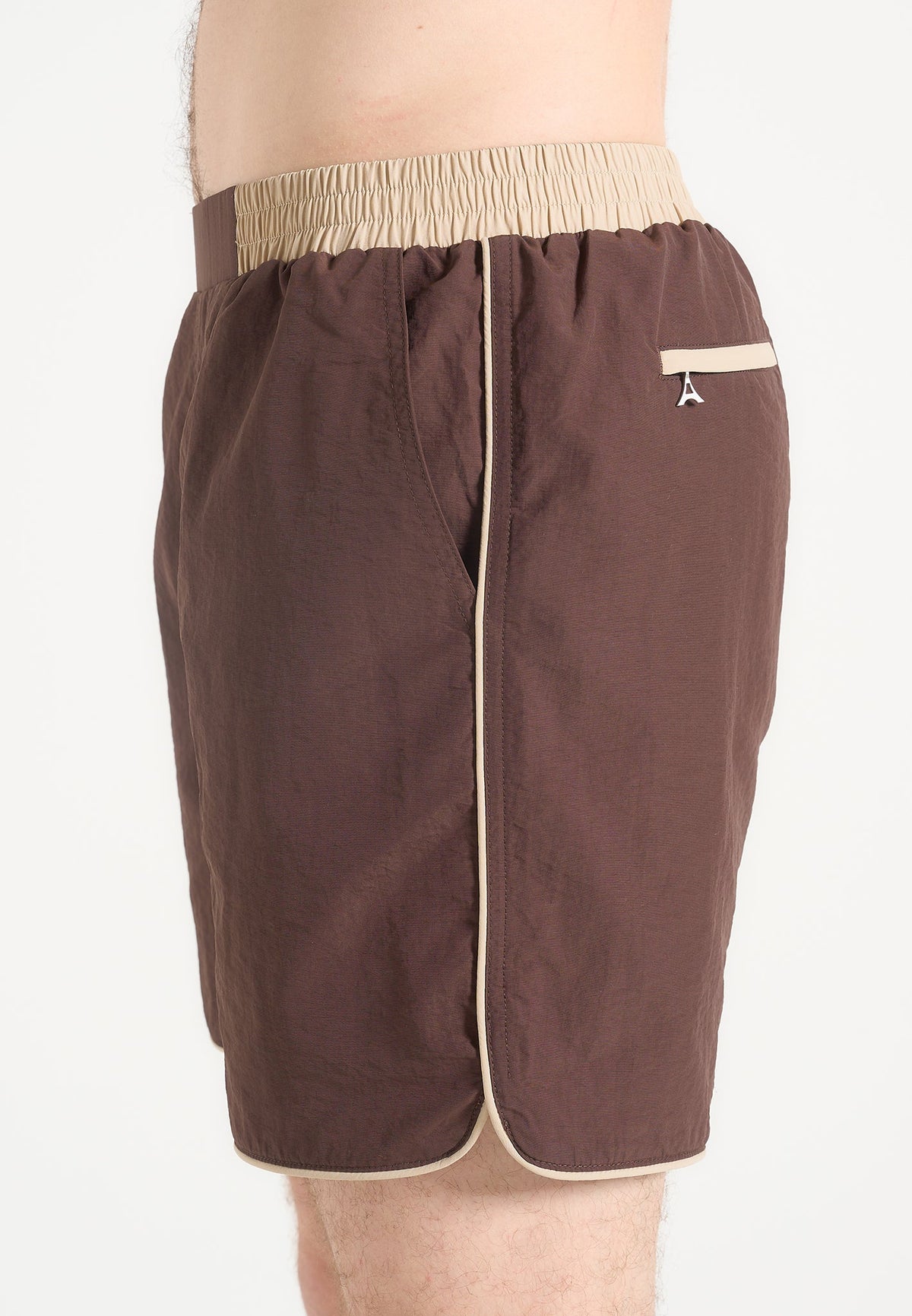 Ferdinand - Swim Shorts with Contrast Waistband - Brown