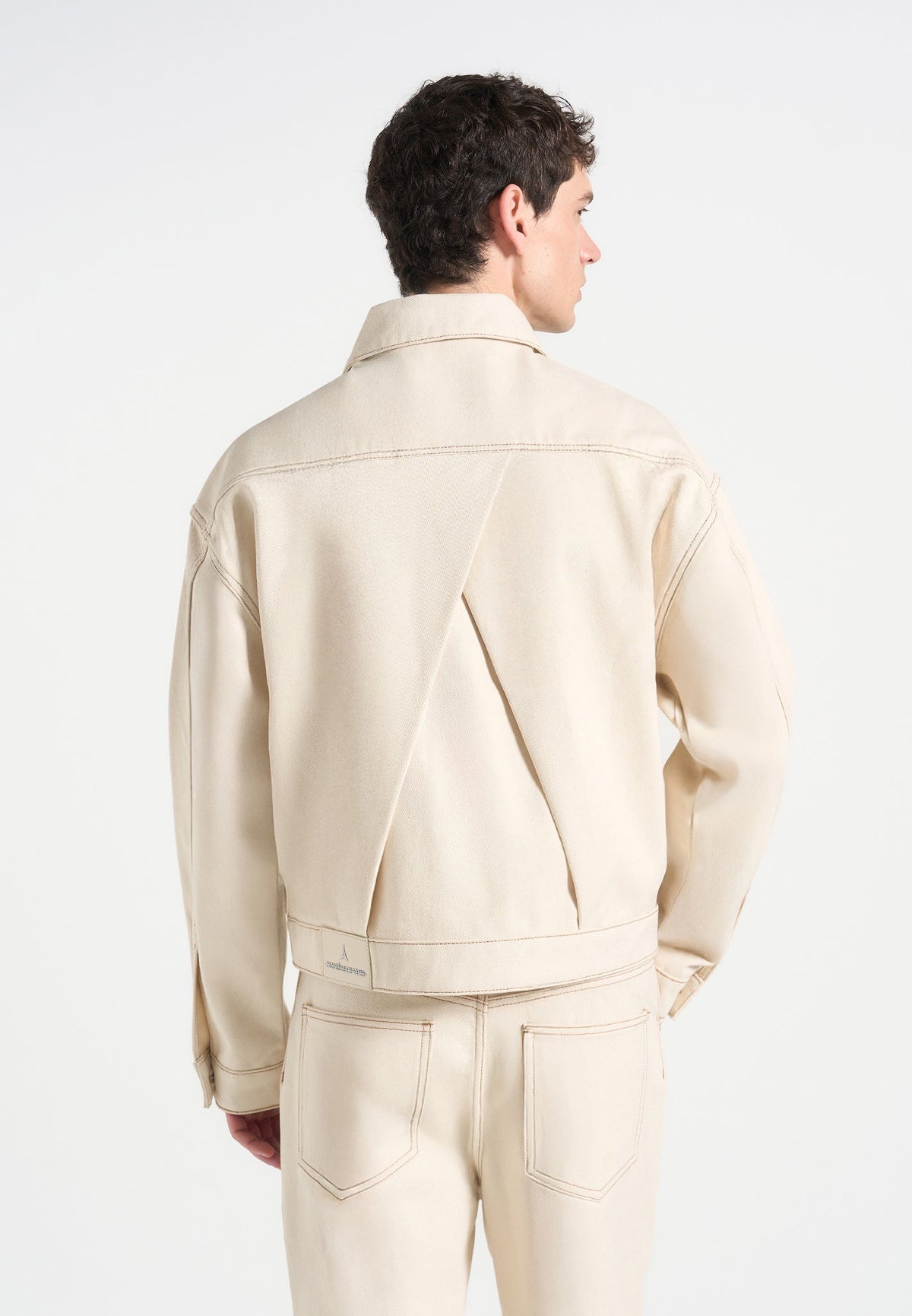 D⁠amien - Denim Jacket with Back Pleat - Cream
