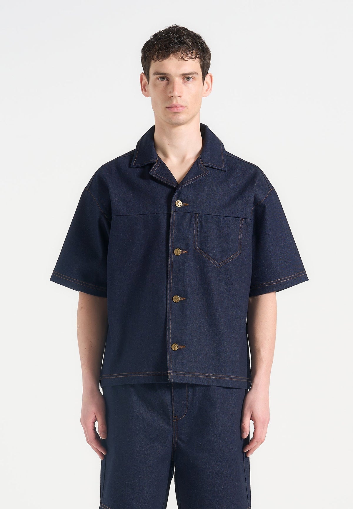 Carl - Boxy Denim Revere Shirt - Indigo