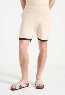 R⁠egis - Contrast Detail Knit Shorts - Cream