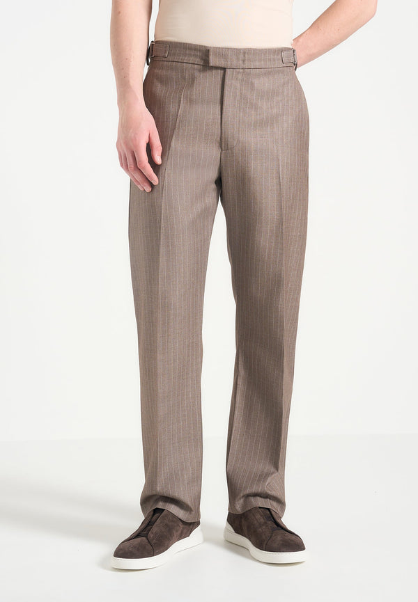 Joseph - Regular Fit Pinstripe Tailored Trousers - Taupe