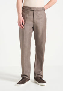 Joseph - Regular Fit Pinstripe Tailored Pants - Taupe