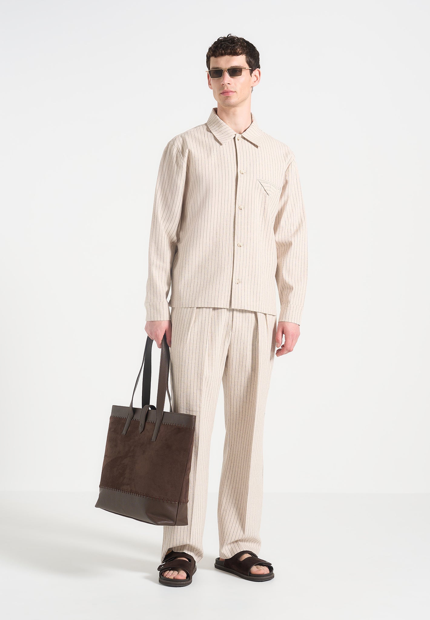 Wilfrid - Pinstripe Overshirt - Beige