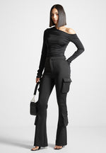 neoprene-cargo-fit-and-flare-leggings-black