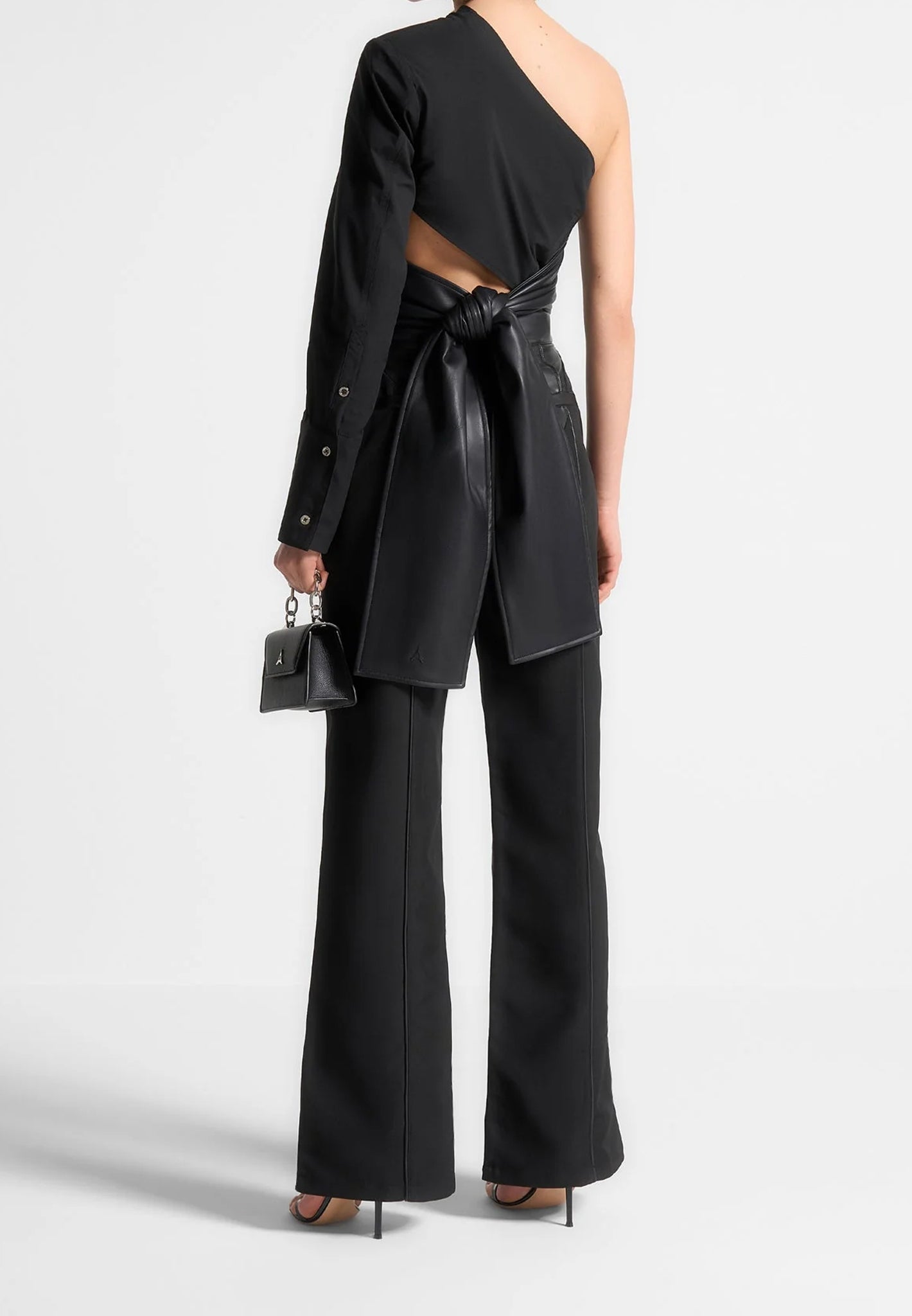 coralie-one-sleeve-leather-wrap-top-black 