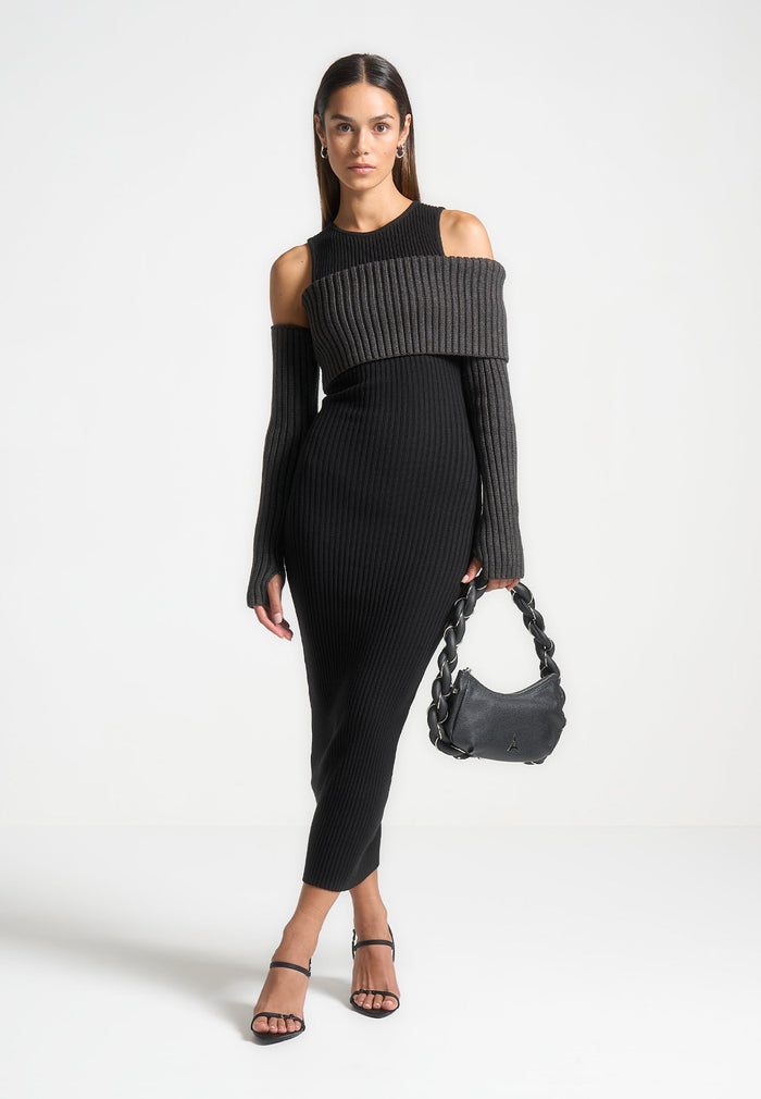 overlay-knitted-midi-dress-black-grey