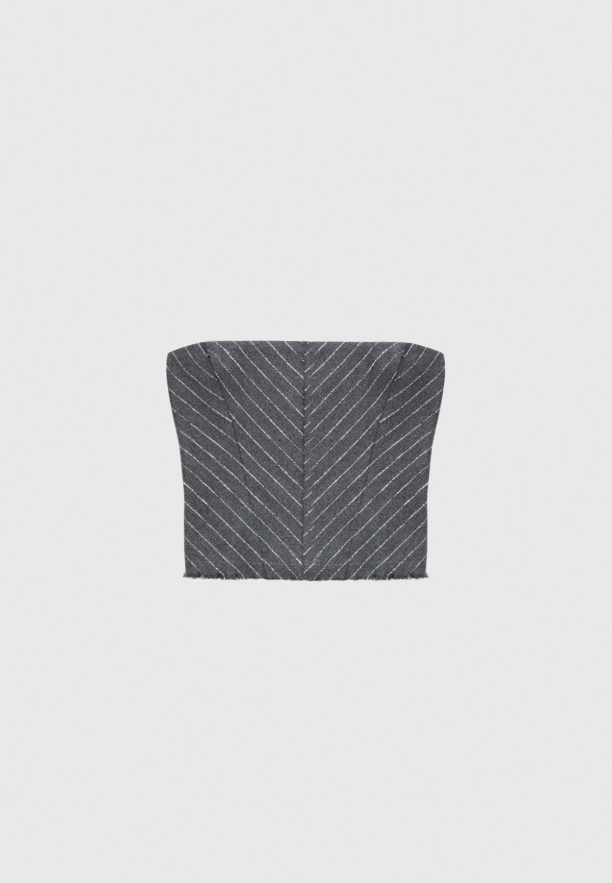 Pinstripe Bandeau Corset Top - Grey