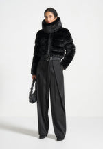 plush-ribbed-jacket-with-neck-scarf-black