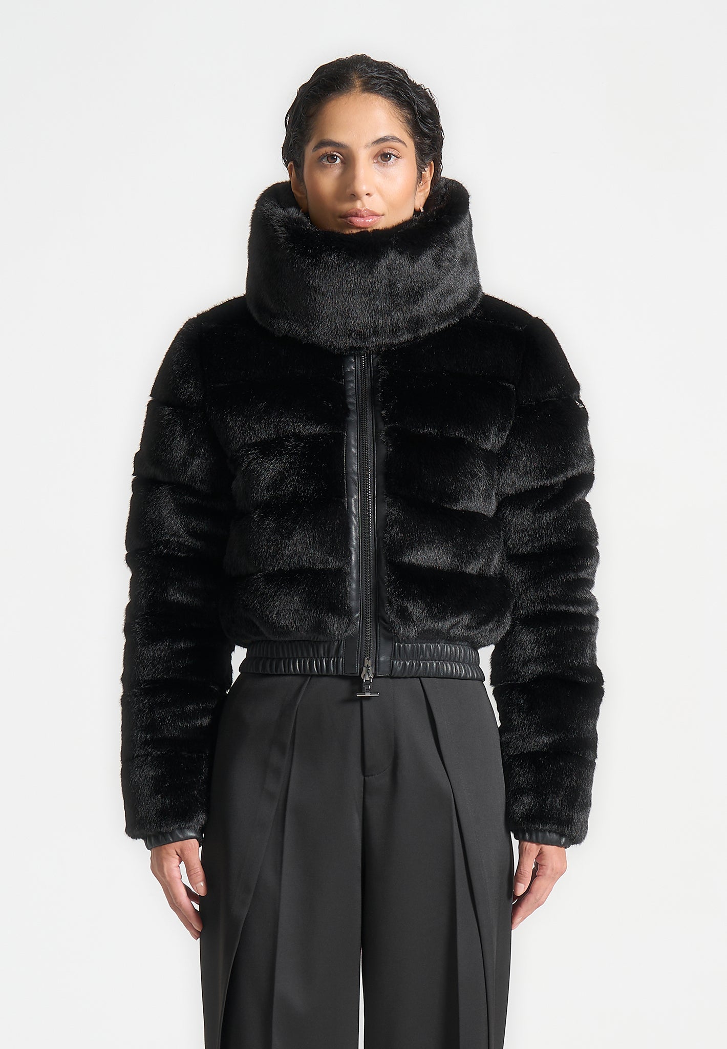 plush-ribbed-jacket-with-neck-scarf-black