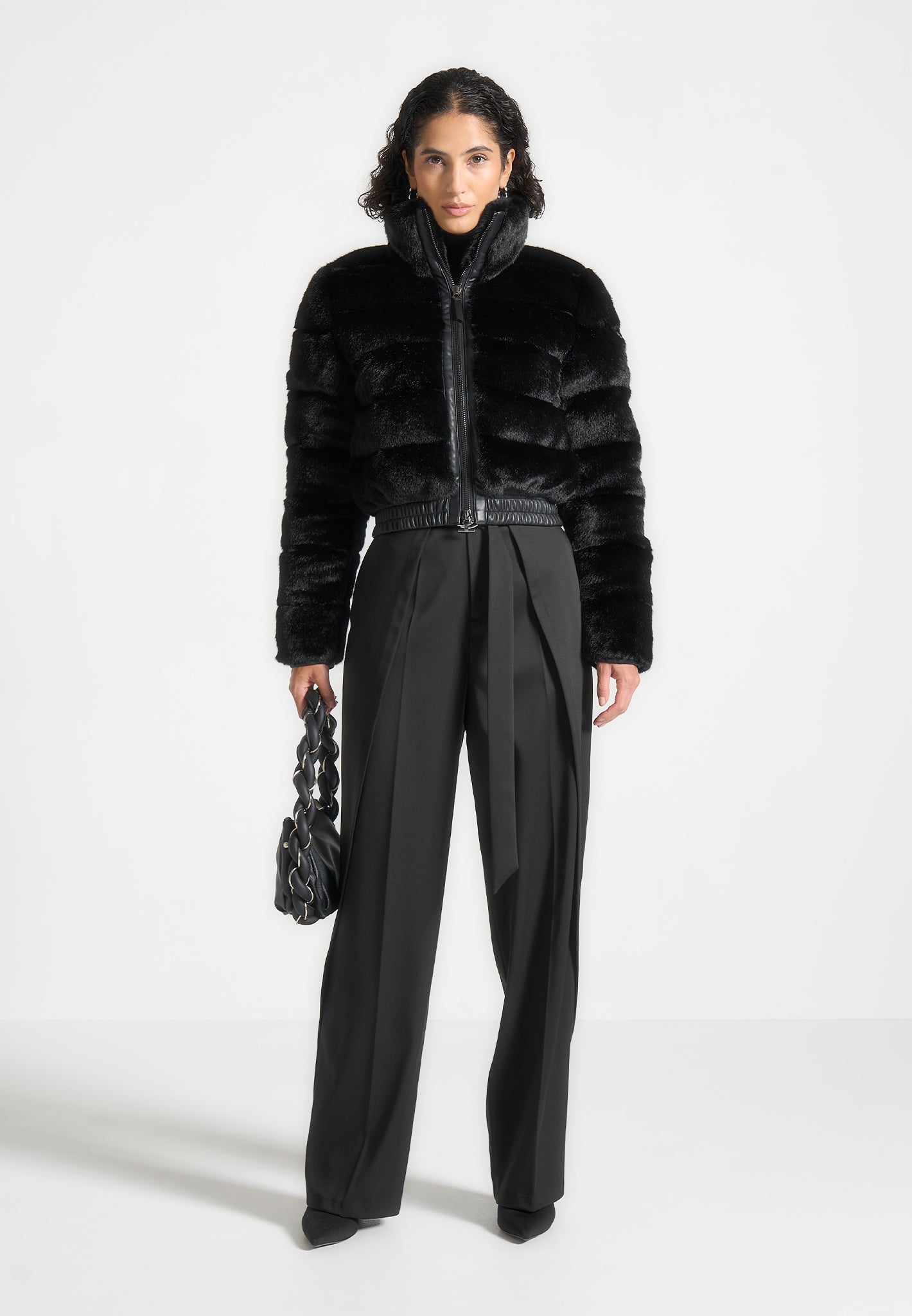 plush-ribbed-jacket-with-neck-scarf-black