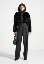 plush-ribbed-jacket-with-neck-scarf-black