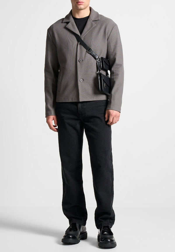Revere Collar Twill Jacket - Grey